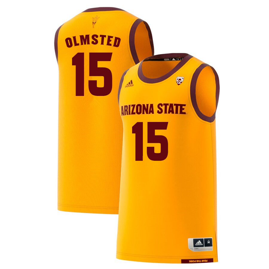 Men #15 John Olmsted Arizona State Sun Devils College Basketball Jerseys Sale-Gold